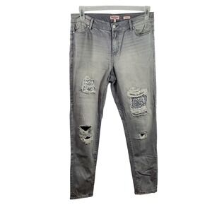 Juicy Couture Gray‎ Wash Sequin Distressed Denim Skinny Jeans Size 10
